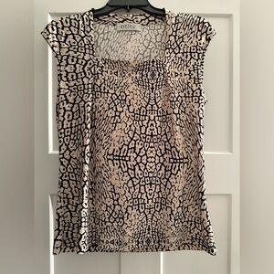 Kasper Women's Animal Print Blouse - Black and Cream